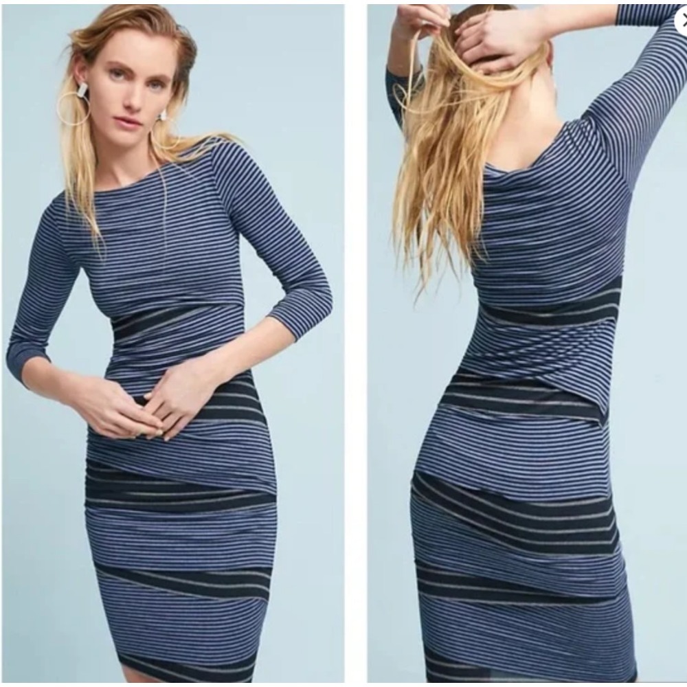 NWT Anthropologie Bailey 44 Beryl Bandage Dress XL Blue‎ Striped Jersey Layered